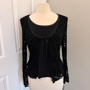 DEADSTOCK Y2K BLACK B.I.Y.A.Y.C.D.A. SHEER LACE CARDIGAN TOP